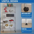 5 Tier Shelves Wire Shelving Unit Heavy-Duty Adjustable Storage Shelf with Lockable Wheels & Certified by NSF