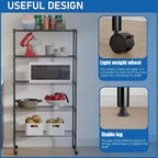 5 Tier Shelves Wire Shelving Unit Heavy-Duty Adjustable Storage Shelf with Lockable Wheels & Certified by NSF