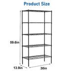 5 Tier Shelves Wire Shelving Unit Heavy-Duty Adjustable Storage Shelf with Lockable Wheels & Certified by NSF