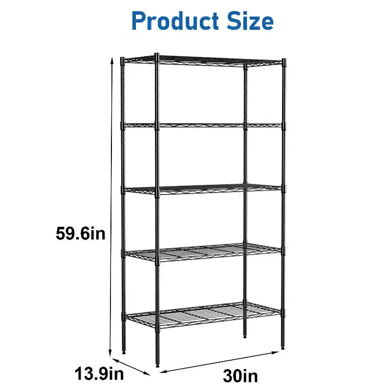 5 Tier Shelves Wire Shelving Unit Heavy-Duty Adjustable Storage Shelf with Lockable Wheels & Certified by NSF
