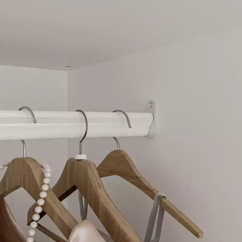 White Minimalist Double-Door Wardrobe with Hanging Section and Organized Storage