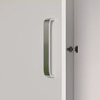 White Minimalist Double-Door Wardrobe with Hanging Section and Organized Storage