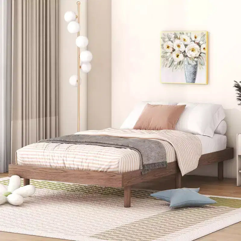 Modern Design Full Floating Platform Bed Frame for Grey Color