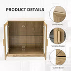36x31x16 Wood Accent Cabinet with Adjustable Shelf Storage Cabinet Natural-Glass Door