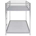 Twin over Twin Metal Low Bunk Bed with Ladder and Guardrail