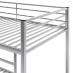 Twin over Twin Metal Low Bunk Bed with Ladder and Guardrail
