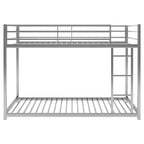 Twin over Twin Metal Low Bunk Bed with Ladder and Guardrail