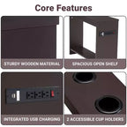 Chairside Table with USB Ports & Outlets, Narrow Side Table for Bedroom & Living Room