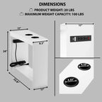 Chairside Table with USB Ports & Outlets, Narrow Side Table for Bedroom & Living Room