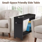 Chairside Table with USB Ports & Outlets, Narrow Side Table for Bedroom & Living Room