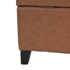 Contemporary Birch Wood Upholstered Storage Ottoman