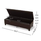 Contemporary Birch Wood Upholstered Storage Ottoman
