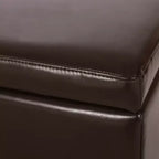Contemporary Birch Wood Upholstered Storage Ottoman