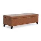 Contemporary Birch Wood Upholstered Storage Ottoman