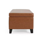Contemporary Birch Wood Upholstered Storage Ottoman