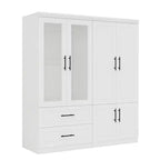 White Wood 63 in. Armoire with 2 Drawers and 6 Doors