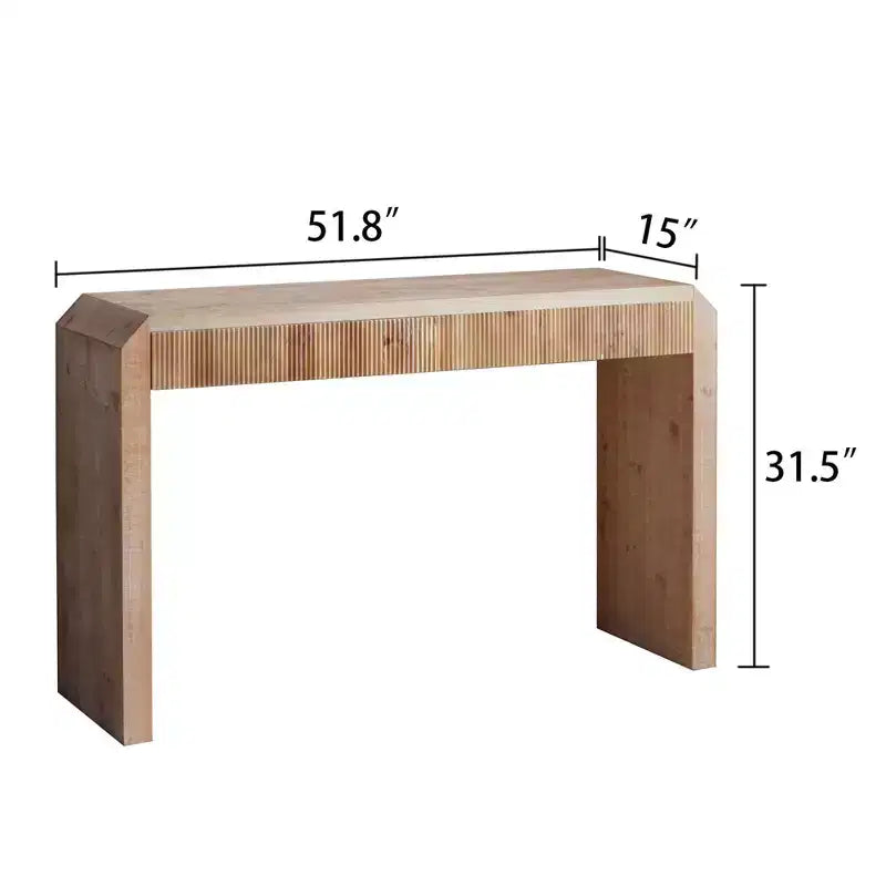 Rustic 51.8 Wooden Console Table with Ribbed Textured Drawer