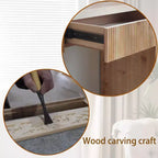 Rustic 51.8 Wooden Console Table with Ribbed Textured Drawer
