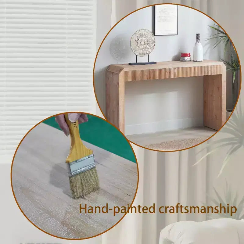 Rustic 51.8 Wooden Console Table with Ribbed Textured Drawer