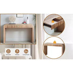 Rustic 51.8 Wooden Console Table with Ribbed Textured Drawer