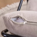 Modern Curved Accent Chair with Faux Linen Upholstery, Comfy Lounge Chair with Metal Frame & Cushions