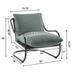 Modern Curved Accent Chair with Faux Linen Upholstery, Comfy Lounge Chair with Metal Frame & Cushions