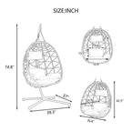 Egg Chair with Stand Indoor Outdoor Swing Chair Patio Wicker Hanging Egg Chair Hanging Basket Chair with Stand