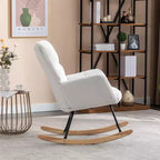 Teddy Fabric Rocking Gilder Nursery Chair For Living Room Indoor,Ivory