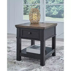 Rectangular One Drawer End Table with USB Charging, Black
