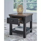 Rectangular One Drawer End Table with USB Charging, Black