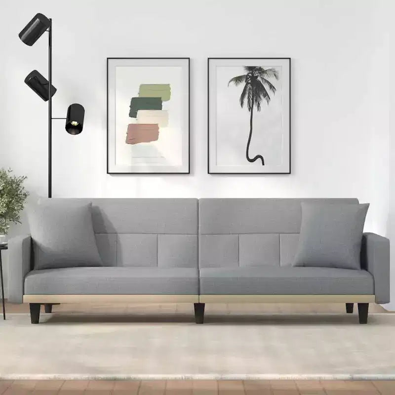 Sofa Bed Loveseat Convertible Sofa Bed with Cushions for Studio Fabric - Light Gray