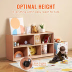 Cubby Mobile Tray Storage Cabinet, 5-Compartment Cubby Storage Shelf, Cubby Storage Cabinet 2-shelf, Classroom Cubbies, Natural