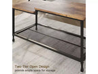 Coffee table, two-tiered rustic center table with grid shelf, industrial style living room table, cocktail table with adjustable feet