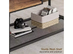 Coffee table, two-tiered rustic center table with grid shelf, industrial style living room table, cocktail table with adjustable feet