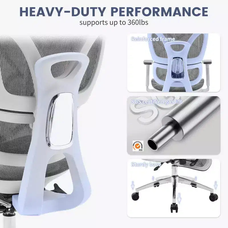 Ergonomic Mesh Office Chair with Adjustable 3D Armrests, High Back Desk Computer Chair, Retractable Footrest Wheels  Comfortable Swivel Task Chair