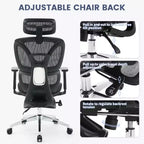 Ergonomic Mesh Office Chair with Adjustable 3D Armrests, High Back Desk Computer Chair, Retractable Footrest Wheels  Comfortable Swivel Task Chair