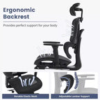Ergonomic Mesh Office Chair with Adjustable 3D Armrests, High Back Desk Computer Chair, Retractable Footrest Wheels  Comfortable Swivel Task Chair