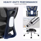 Ergonomic Mesh Office Chair with Adjustable 3D Armrests, High Back Desk Computer Chair, Retractable Footrest Wheels  Comfortable Swivel Task Chair