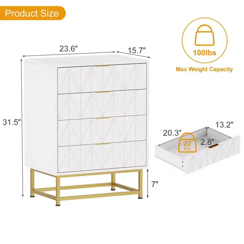 4-Drawer Fabric Dresser for Bedroom, Small Storage Chest with Wood Top, Modern Nightstand End Table