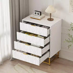 4-Drawer Fabric Dresser for Bedroom, Small Storage Chest with Wood Top, Modern Nightstand End Table