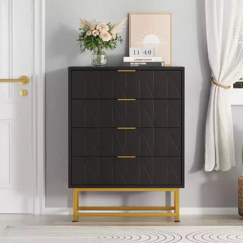 4-Drawer Fabric Dresser for Bedroom, Small Storage Chest with Wood Top, Modern Nightstand End Table
