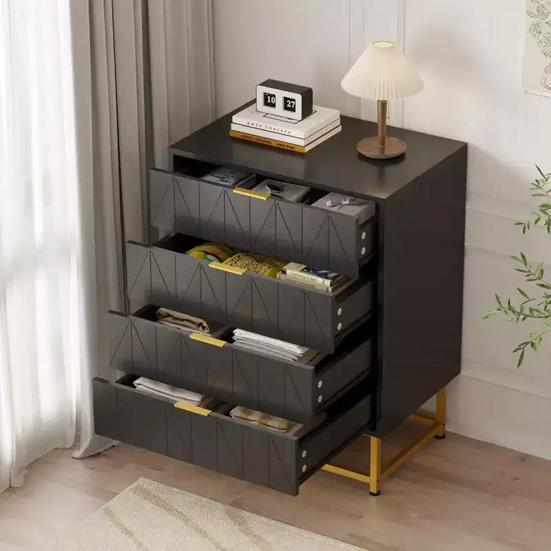 4-Drawer Fabric Dresser for Bedroom, Small Storage Chest with Wood Top, Modern Nightstand End Table
