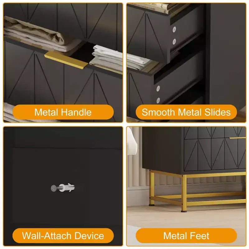 4-Drawer Fabric Dresser for Bedroom, Small Storage Chest with Wood Top, Modern Nightstand End Table