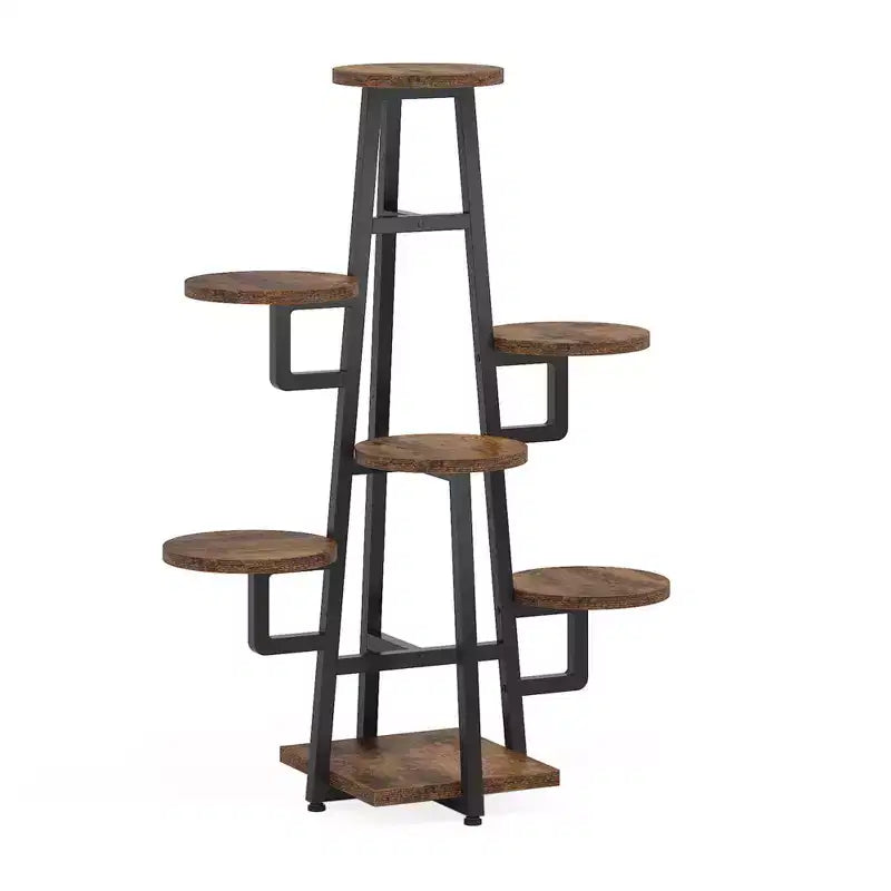 43.3-Inch Plant Stand 6 Large Round Panels Sunlight-Friendly High-Low Design