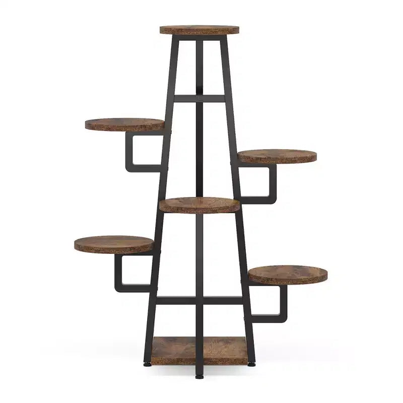 43.3-Inch Plant Stand 6 Large Round Panels Sunlight-Friendly High-Low Design
