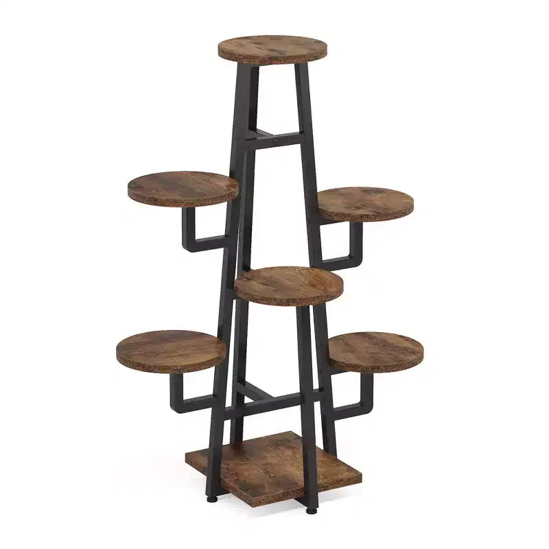 43.3-Inch Plant Stand 6 Large Round Panels Sunlight-Friendly High-Low Design