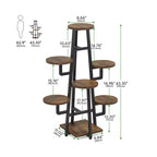 43.3-Inch Plant Stand 6 Large Round Panels Sunlight-Friendly High-Low Design