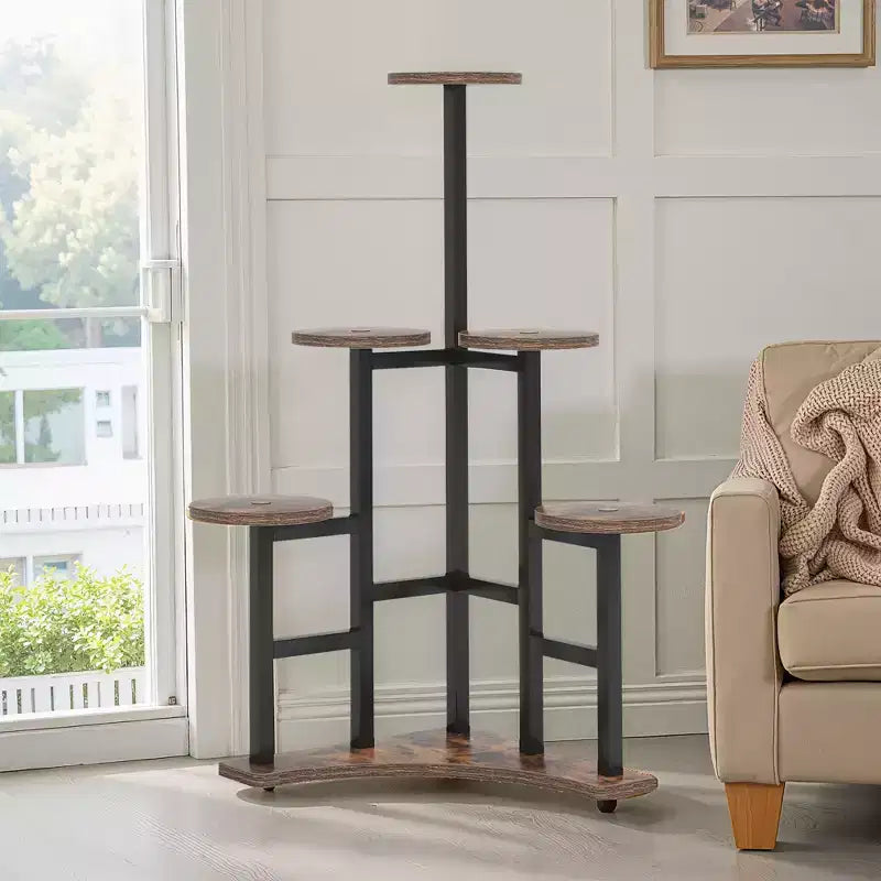 43.3-Inch Plant Stand 6 Large Round Panels Sunlight-Friendly High-Low Design