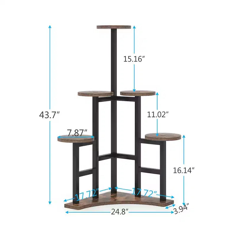 43.3-Inch Plant Stand 6 Large Round Panels Sunlight-Friendly High-Low Design