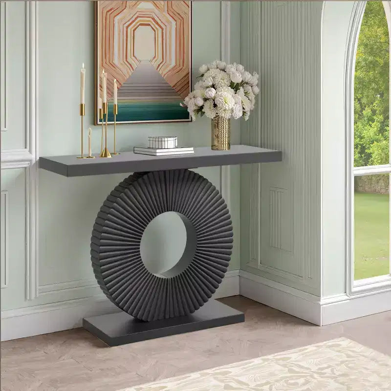 Stylish Clutter-Free Storage Console Table, Abstract Texture Top Display Table for Collectibles